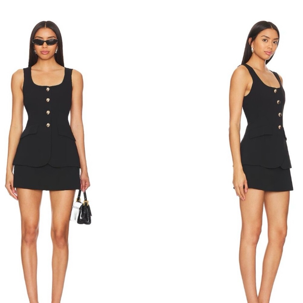 Amanda Uprichard Black Sleeveless Button-Front Mini Dress